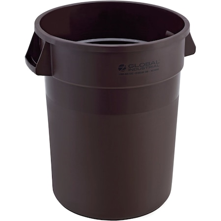Global Industrial Plastic Trash Can, 32 Gallon, Brown 240460BN